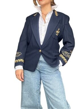 Stunning  Embroidered Navy Blazer - Military Equestrian style Made in America S
